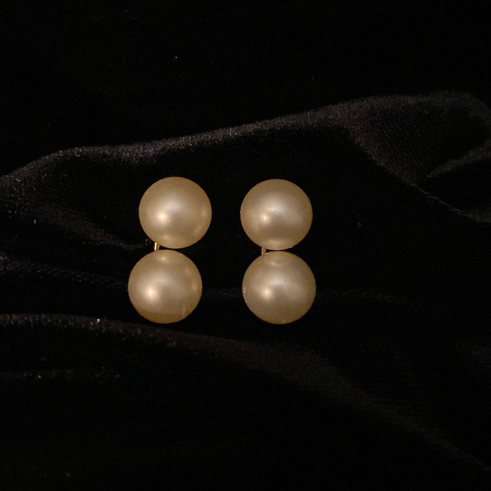 4 for $20 TRIFARI Clip On Double Pearl Earrings